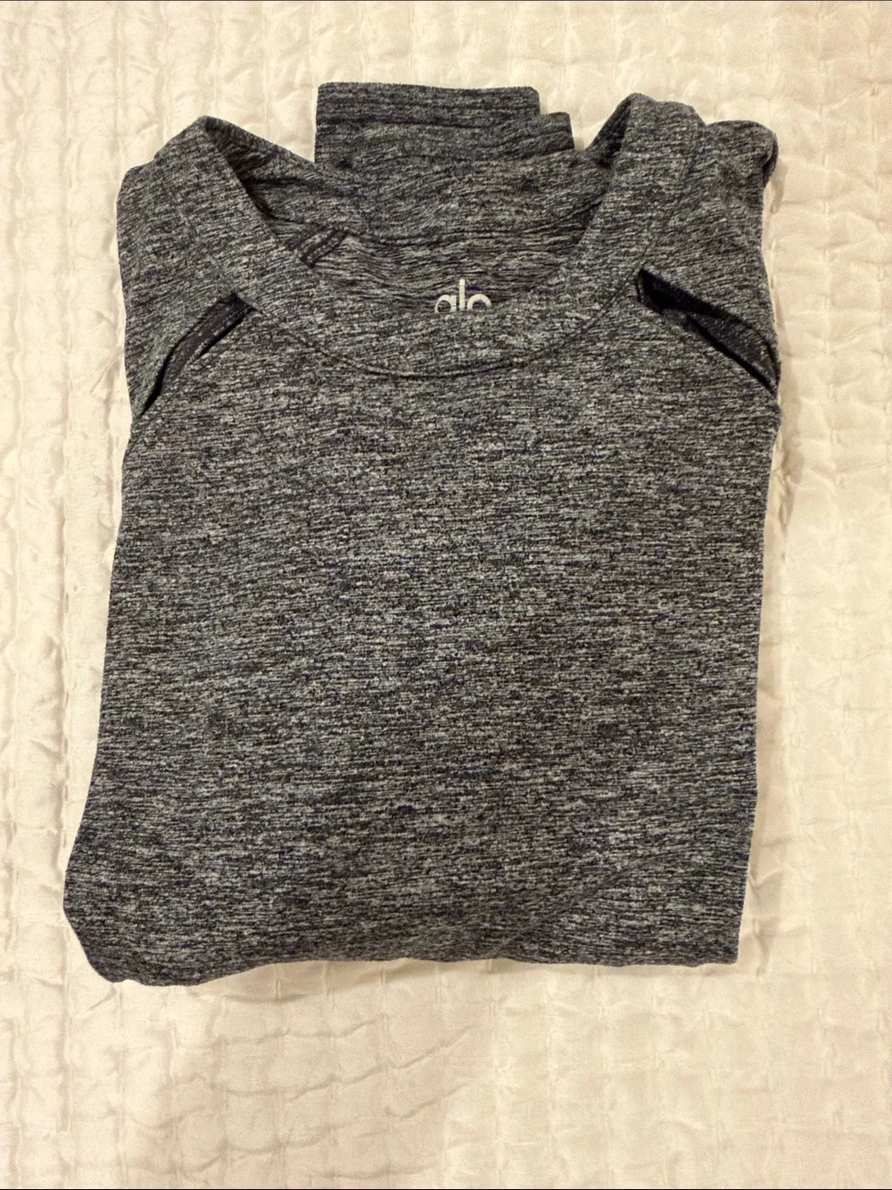 ALO Yoga Heathered Charcoal Crew Neck workout shirt